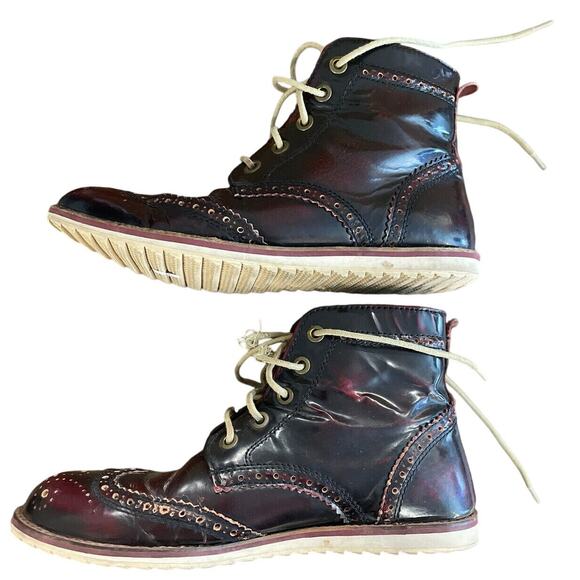 Crevo Boardwalk Leather Boots Men’s Size 10.5 Wingtip Bordo BROWN MADE IN INDIA - Picture 2 of 9
